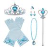 [YITING] Kids Princess Dress, Light Blue, Kids Cosplay Costume, Luxury 7-Piece Set (Princess Dress, Heart Tiara, Magic Wand, Gloves, Necklace, Ring, E