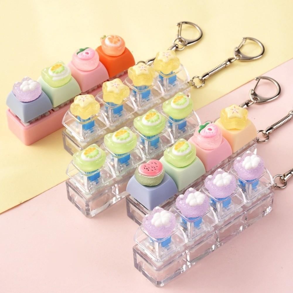 4-Key Reduce Pressure Toy Fruit Mini Keychain Pendant Push Button Keychain Reduce Anxiety