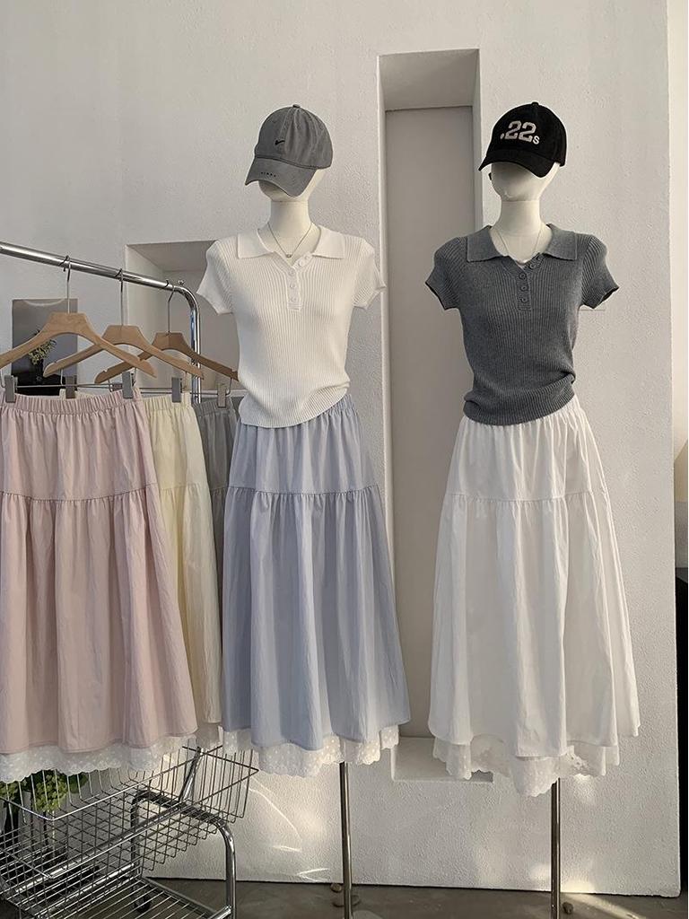Oumalai Sweet Gentle High Waist A-line Umbrella Skirt for Women