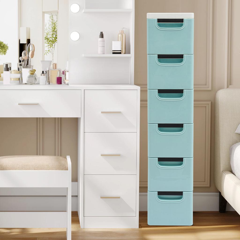 6-Tier Tall Storage Cabinet Organizer with 6 Drawers, Slim Narrow Design for Small Spaces, Closet, Bedroom, Kitchen, Bathroom