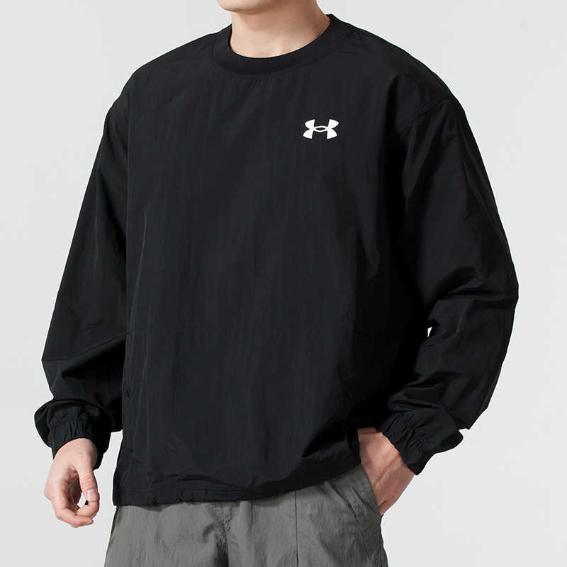 Under Armour American Style Letter Print Crew Neck Training Sweatshirt Men Sweatshirt Black 1387996-001
