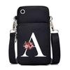 New Letter-printed Black Oblique Span Bag, Mobile Phone Bag, Light To Carry, Vertical Length and Width Change Bag