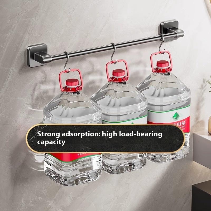 Two Layer Punch-Free Towels Holder Bar Bathroom Storage Rack Towel Rack Organizer Wall-Mounted Towel Shelf