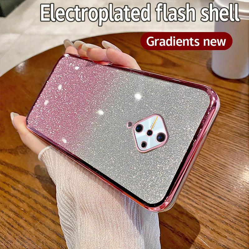 For Vivo V17 Russia Case Vivo S1 Pro Phone Case Shiny Glitter Plating Silicone Camera Lens Soft Back Cover