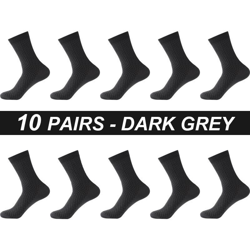 High Quality 10 Pairs Men Bamboo Fiber Socks Breathable Compression Long Sock Business Casual Male Large Size 38-45