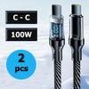 Fast Charging Cable 120W USB to Type C Cable LED Display 100W Type C To Type C Nylon Braided Data Cord for Samsung Xiaomi Huawei