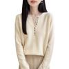 Women Autumn Winter Knit Cardigan Retro Fair Isle Pattern Round Neck Long Sleeve Loose Wool Blend Sweater Coat Casual Outerwear