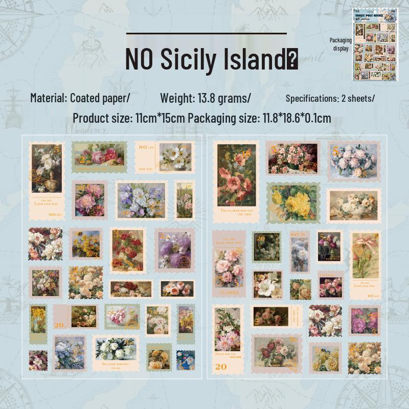 

Yuxian Retro Stamp-Themed Stickers: Sunset Post Office Series for DIY Journals