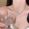 Ice Crystal Gradient Butterfly Tassel Necklace: Elegant Summer Clavicle Chain for Trendy Women.