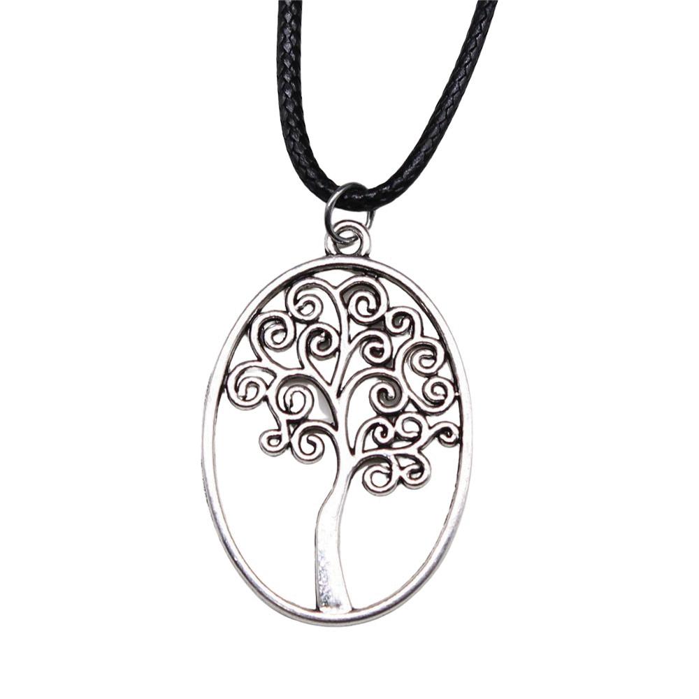 Antieke Levensboom Hanger Ketting Natuur Boho Statement Sieraden 45cm Leren Ketting