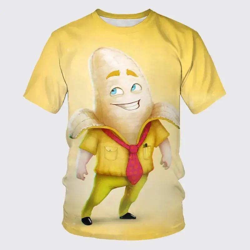 2024 Casual Fruit Design Fun Banana 3D Printed T-shirt New Fashion Unisex Hip Hop Street Short Sleeve Top T-shirt New Kids Shirt