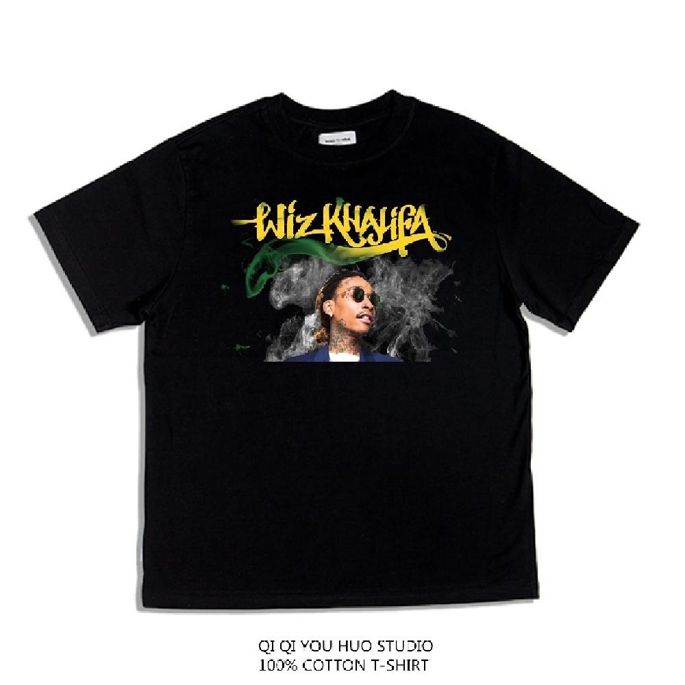 2025 Рэпер Виз Халифа Виз Халифа Постер Принтованная Футболка Хлопок Мужская и Женская Высокое Качество Люксовый Бренд Стиль Продажи3 S чёрный