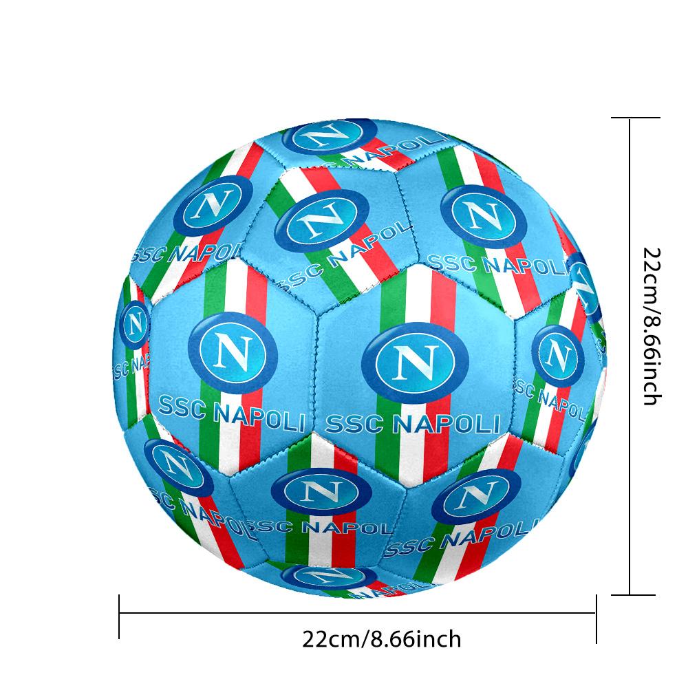 Pallone Calcio a 5 Indoor Napoli FC Taglia 5 Colorato Per Tutte le Età Cucito a Macchina PVC Pronto per la Competizione Resistente Alto Rimbalzo