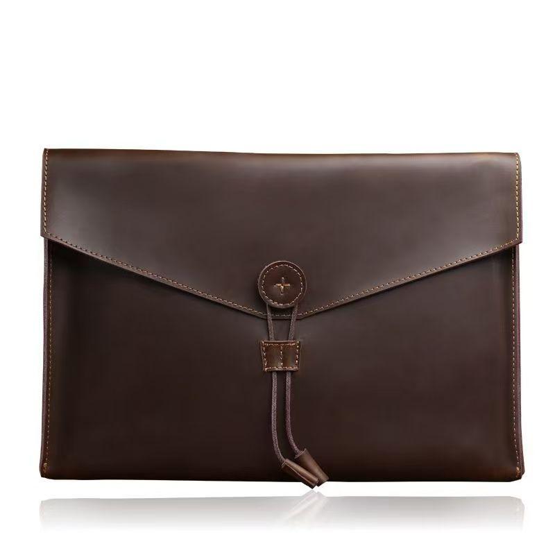 Genuine Leather A4 Document Bag, Cow File Bag, Crazy Horse Leather Official Document Bag, Simple and Casual Document Bag