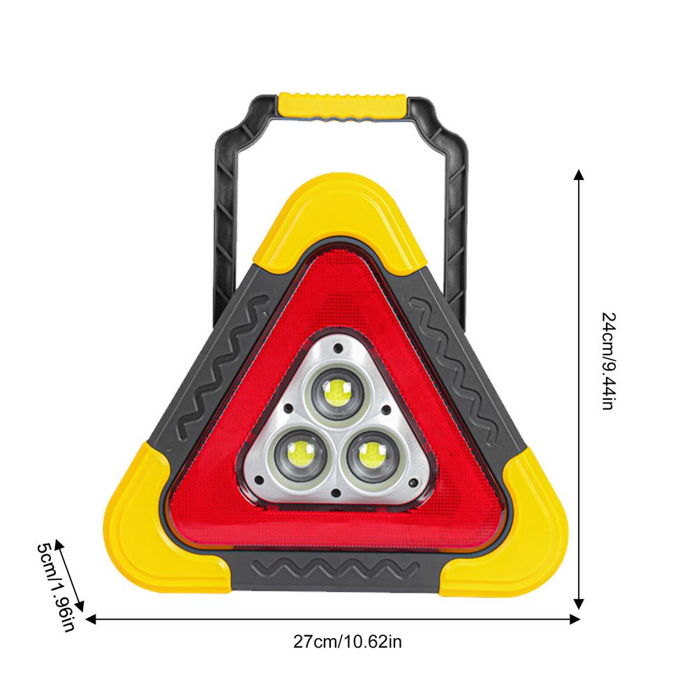 Portable Triangle Warning Light Solar Powered LED Emergency Lighting 4 Modes Safety Triangle LED Work Light Vehicle Supplies