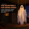 Hanging Ghost Decor Swinging Halloween Decoration, LED Light Up Large Spooky Weighted Fabric with Remote Control for Outside Garden Yard Porch