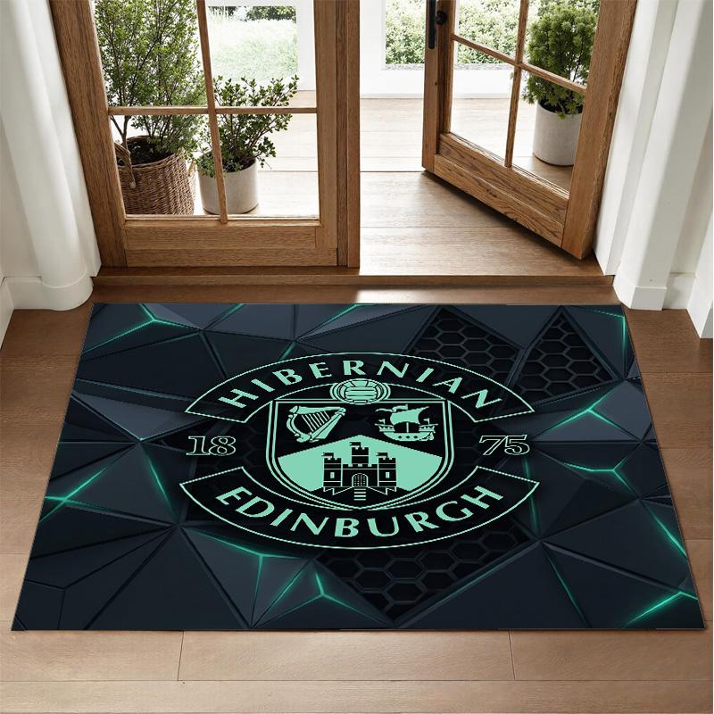 Hibernian FC Design Crystal Velvet Rug Soft Decorative Mat for Bedroom Entrance