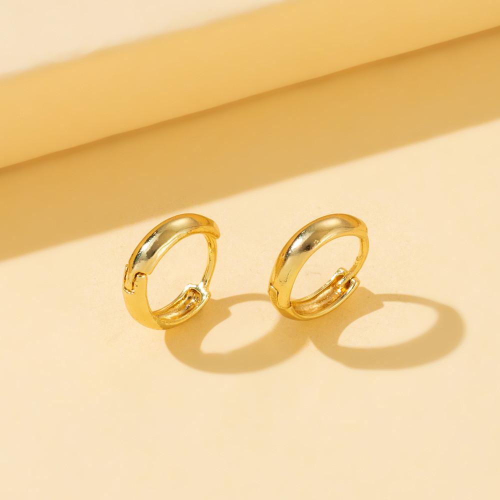 Hoop Alloy Elegant Earrings Minimalist Geometric Circular Gold Silver Gold Rose