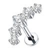 2Pcs Titanium 5 Cz Cluster Climber Stud Earrings 16G Daith Helix Tragus Cartilage Lobe Piercings Flatback Labret Stud Jewelry