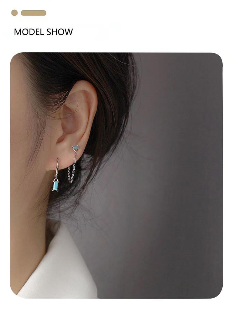 Elegant S925 Silver Turquoise Butterfly Studs & Four-Leaf Clover Earrings for Women