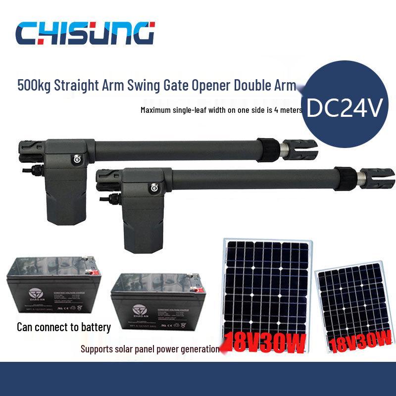Solar-Powered Smart Double-Arm Swing Gate Motor for Villas & Homes