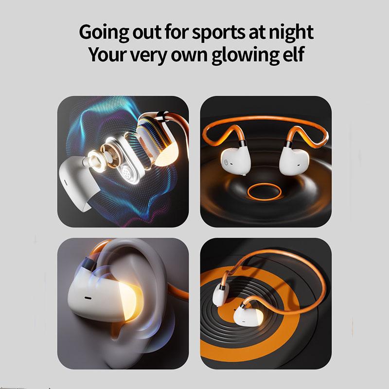 Waterproof Glowing Wireless Sport Headphone Air Conduction HiFi Stereo Music Headset With HD Microphone Low Latency Transmission