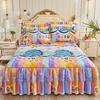 3pcs Bed Skirt Set Solid Color Quilted Thickened Lace Decoration Includes 1 Bed Skirt + 2 Pillowcases Suitable for Home And Hotel