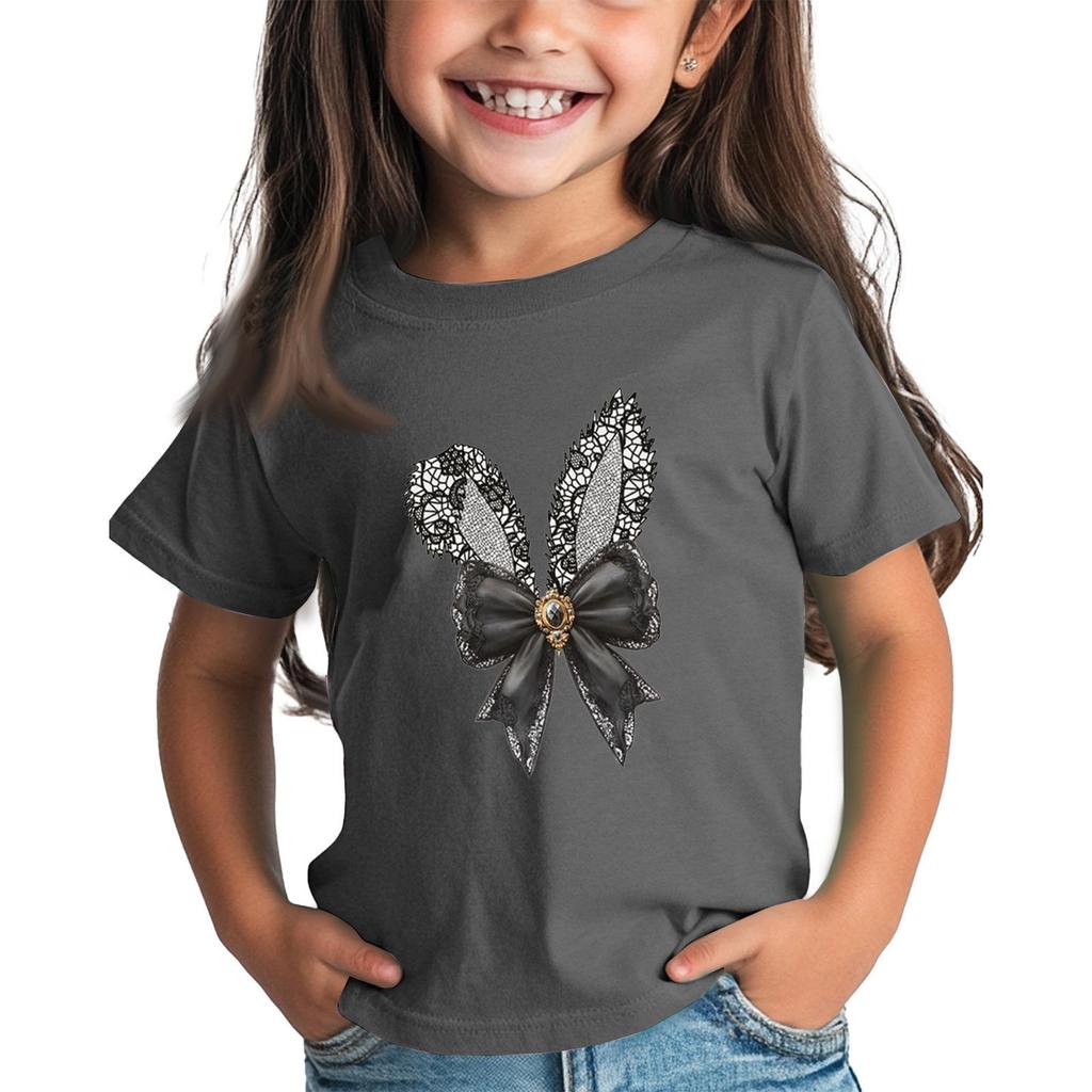 Children's Tops Boys Girls Easter Print Short-sleeved T-shirt Tops Bottoming Shirt