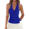 Women's Solid Color Sleeveless V-neck Halter Backless Top - Summer Style