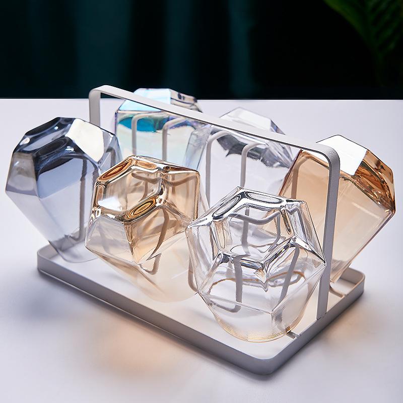 2 Stück/1 Stück Sechseckiges Glas Geschenk für Freund 320ml Buntes Transparentes Trinkgeschirr Whiskey Weingläser Haushalt Saftbecher Wassergläser