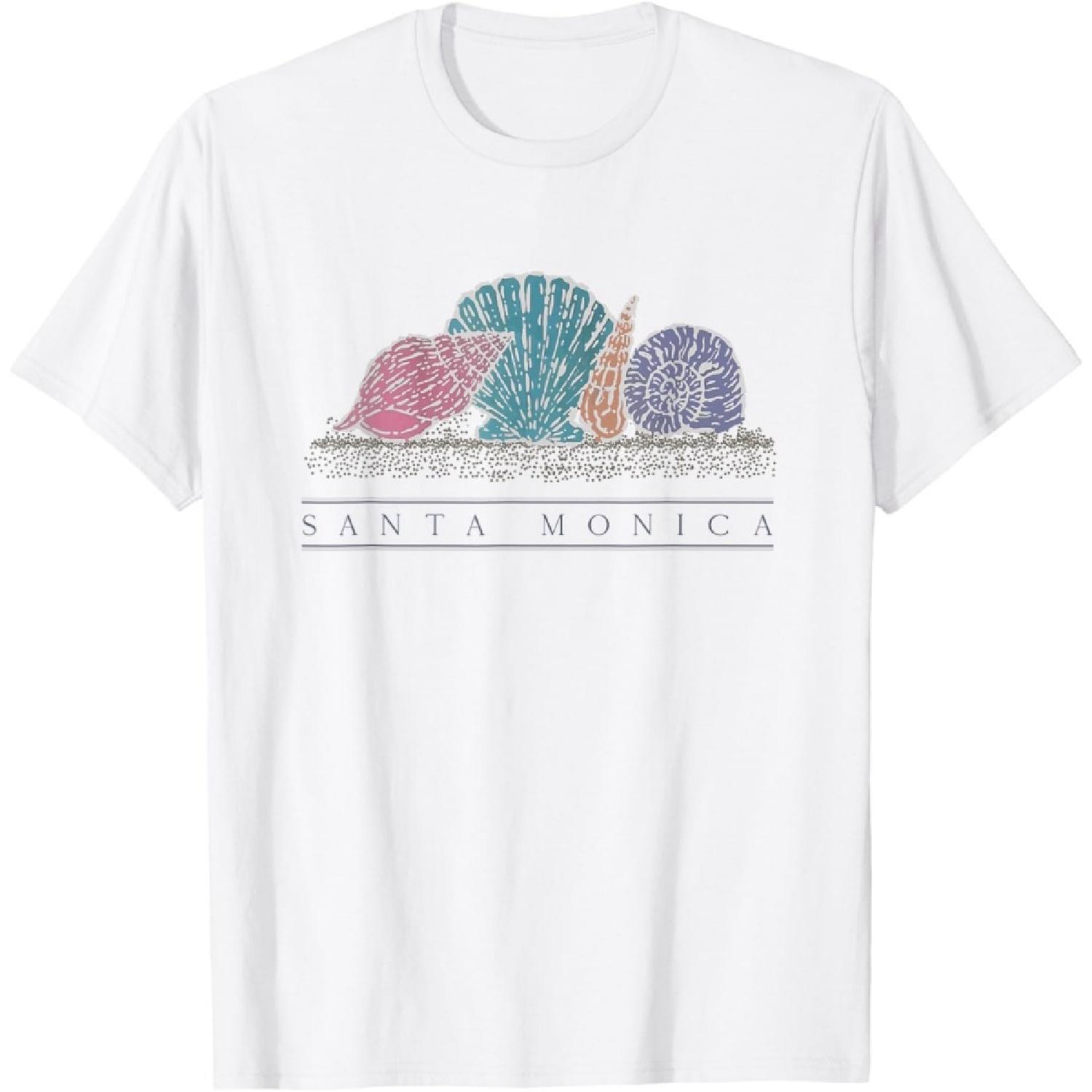 Santa Monica California Seashells Beach Graphic T-Shirt XXXXXL белый