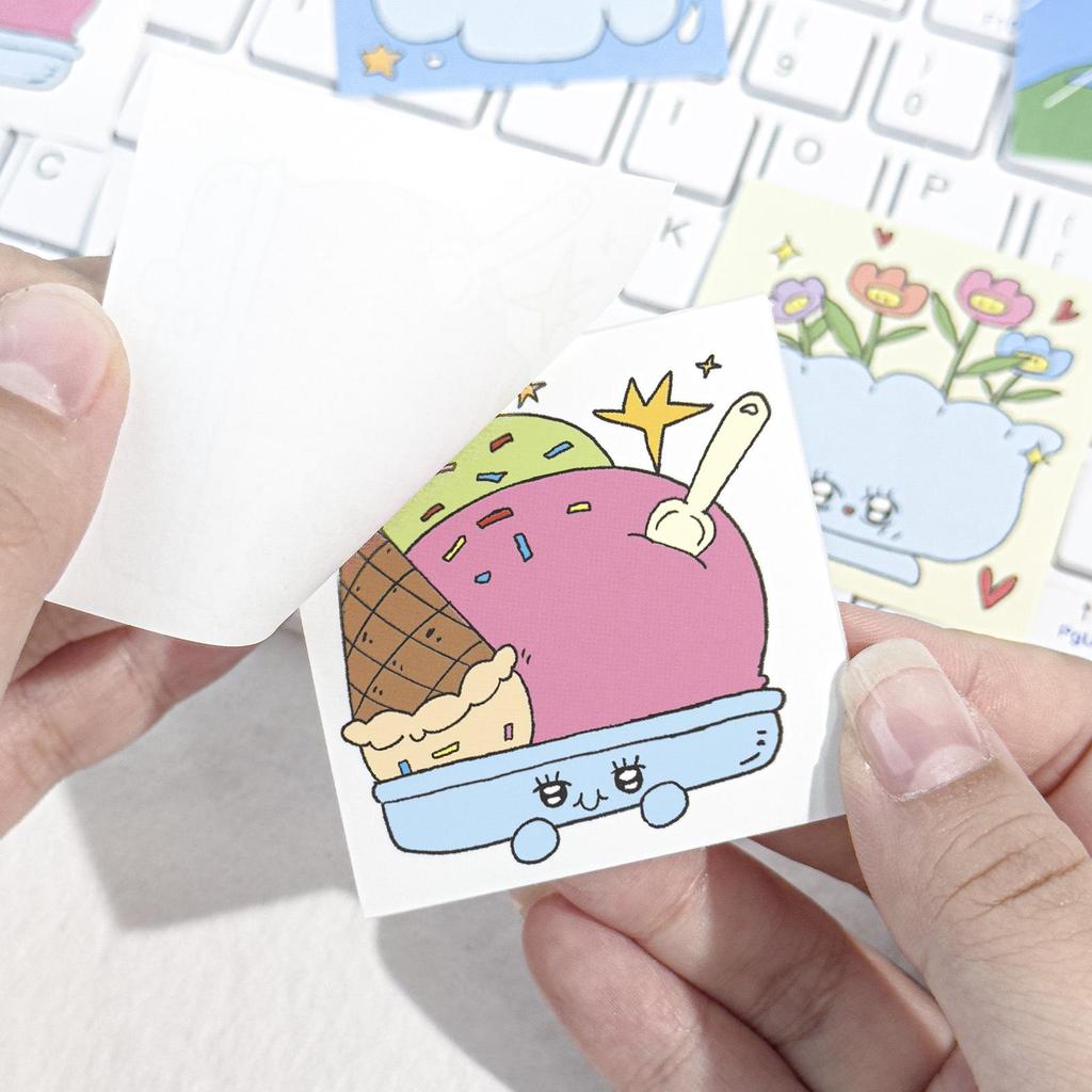 AGUGU Dream Core Tearable Mini Sticky Notes, Salt System, 50 Sheets, Adhesive-Free, for Journaling and Collage.