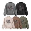 Mens Oversized Streetwear Hoodie Cotton Blend Graphic Print Washed Vintage Crewneck Sweatshirt Fall