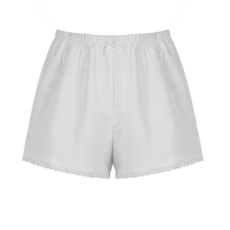 

American Spicy Girl Casual Loose Woven Shorts - Comfy Basic Solid Color Pajama Pants Medium белый