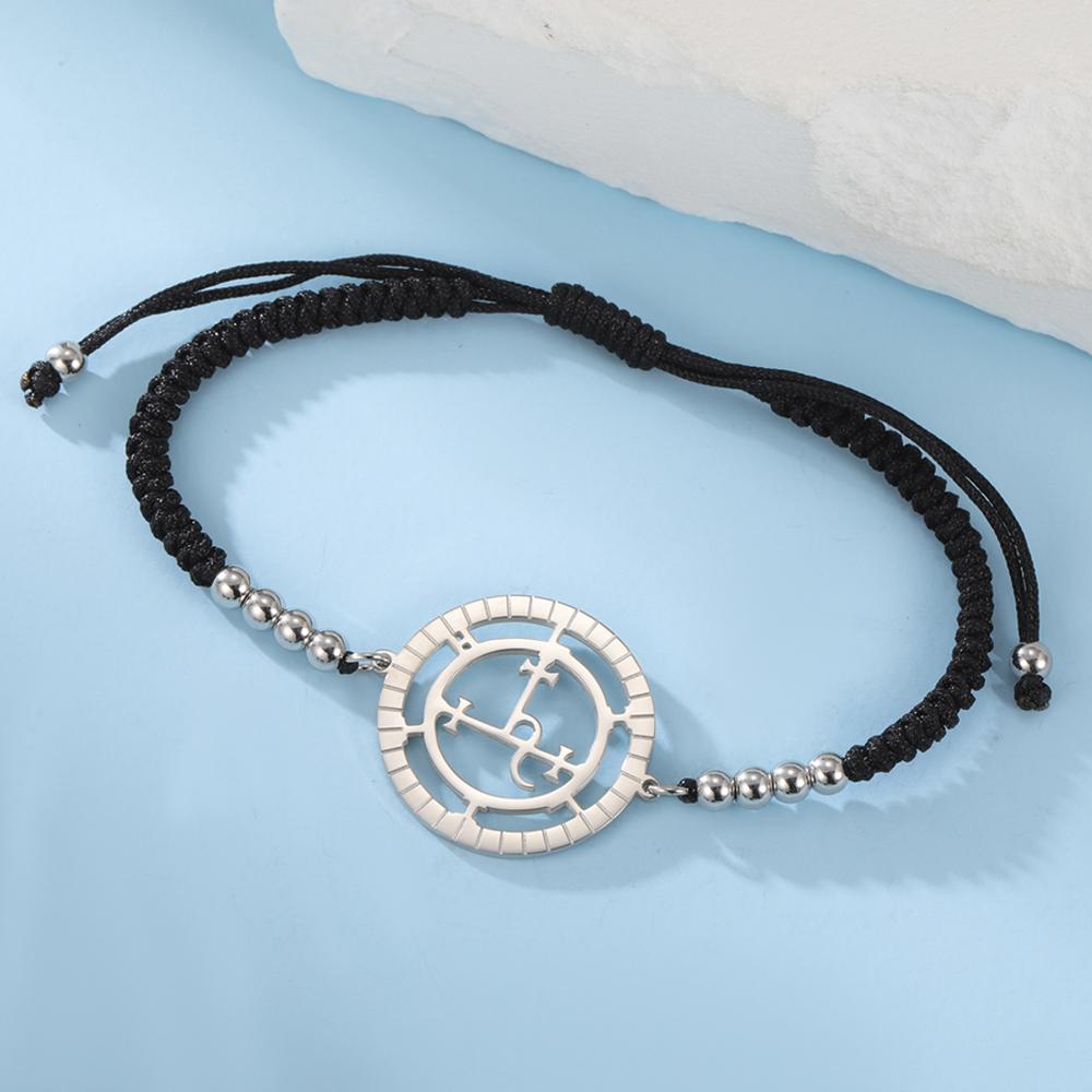 Dawapara Sigil of Lilith Bracelet Adjustable Braided Rope Chain Lilith Moon Goddess Mythology Amulet Stainless Steel Jewelry