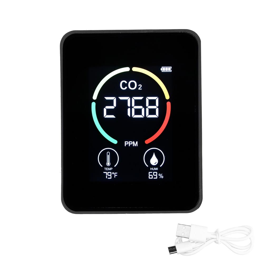 Carbon Dioxide Detector Semiconductor USB Charging LCD Temperature Humidity Detection Air Quality Detector