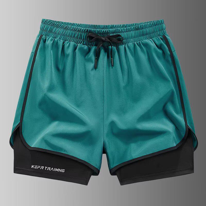 Унисекс двухслойные спортивные шорты с защитой от просвечивания для бега и пеших походов 2XL