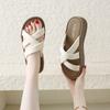Fashion CRLAYDK Fashion Sandals for Women Cross Straps Slip On PU Leather Slides Ladies Casual Footwear Summer Flat Beach Slippers