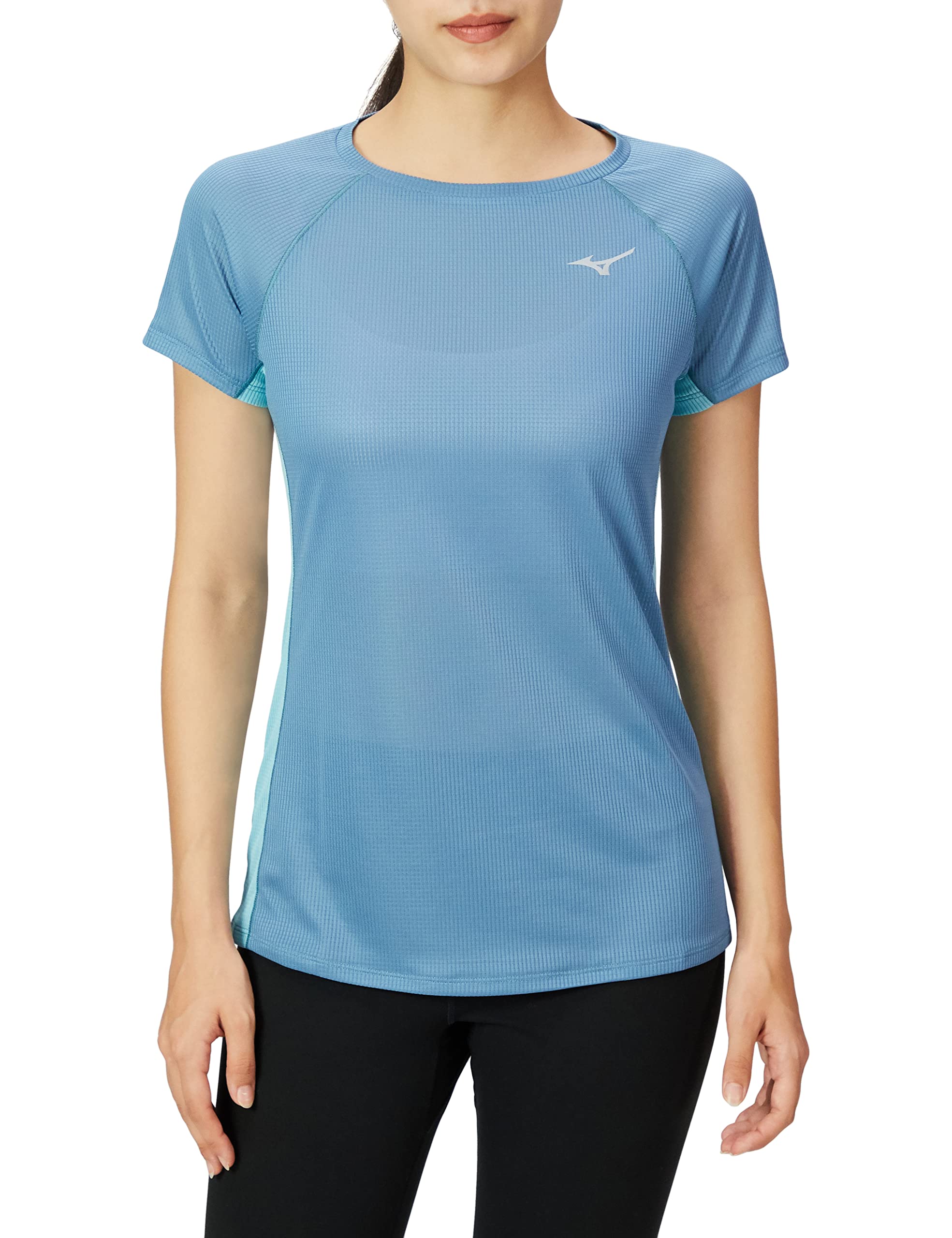 

Mizuno Dry Aeroflow Running and Track Highly Aurora Copen Size L Women s T-Shirt, Breathable, Reflective, Blue, (J2MA2702)
