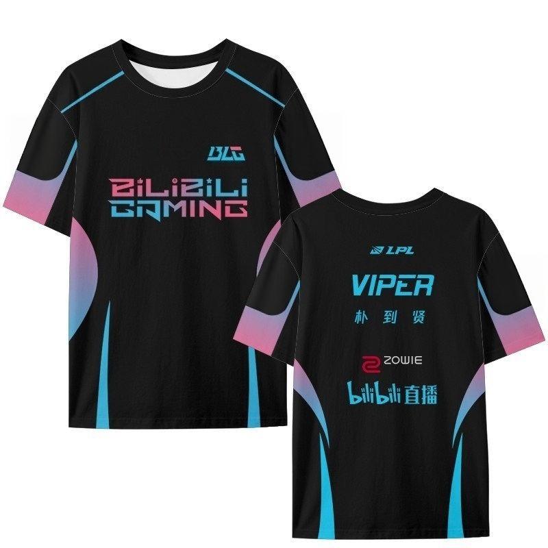 League of Legends Esports LPL BLG Team 3D Gedrucktes Team-Uniform-T-Shirt Modisches Lässiges Dünnes Schnelltrocknendes Oberteil