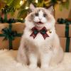 Christmas Pet Accessories Bow Collar, Adjustable Cat Collar with And Bell, Safety Buckle Plaid Print for Cats, Small Dogs, Holiday Wear Bell