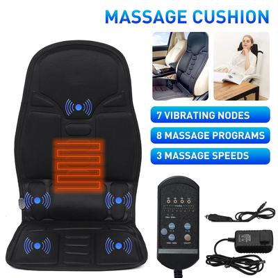 12W Chair Cushion Home Car Heating Vibrator Car Seat Chair Massager Office Lumbar Neck Mattress Pain Relief Electric Back Massager