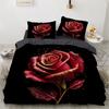 Colorful Rose 3D Printed Pattern 3pcs Single Double Queen Quilt Cover Pillowcase Bedding Set