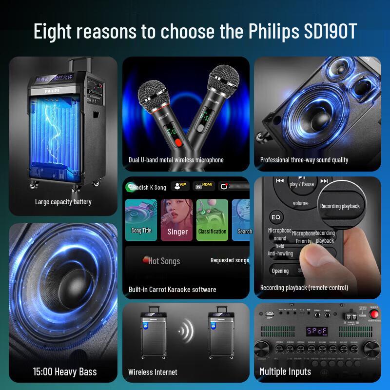 Philips 15-inch Portable Bluetooth Karaoke Speaker