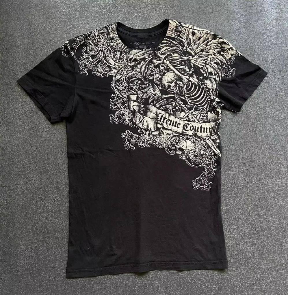 Europäisches und Amerikanisches Herren Sommer T-Shirt mit Totenkopf-Print, bequem und mit Rundhalsausschnitt, Outdoor Street Damenmode Top