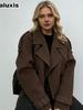 New Foreign Style Women's Coat, Oversized Lapel Wool Fashion Short Waist Trench Coat