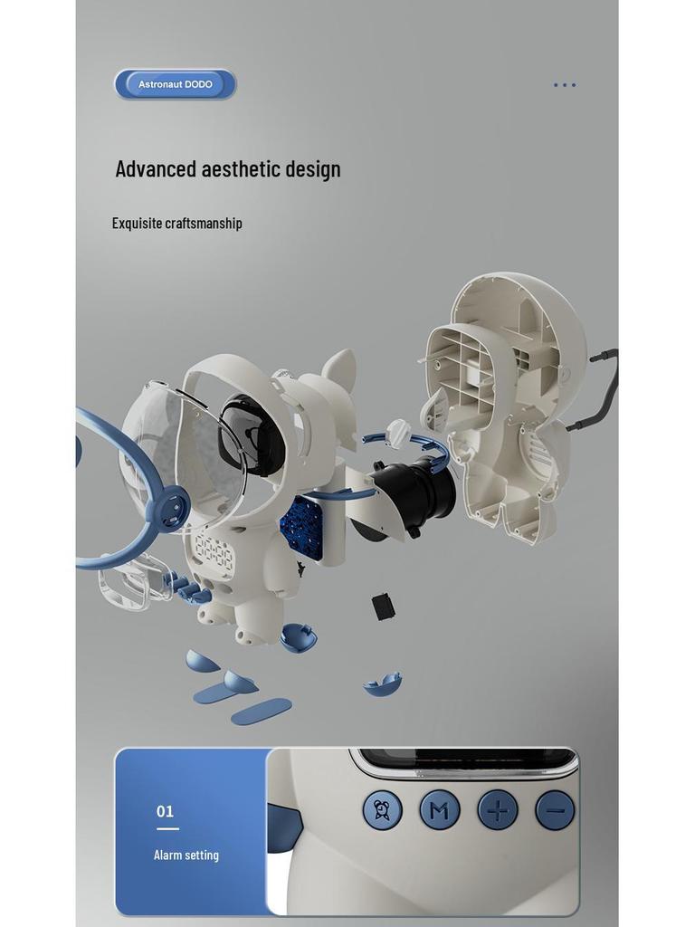 Astronaut AI Bluetooth Alarm Clock Speaker with Radio & TF Card Support