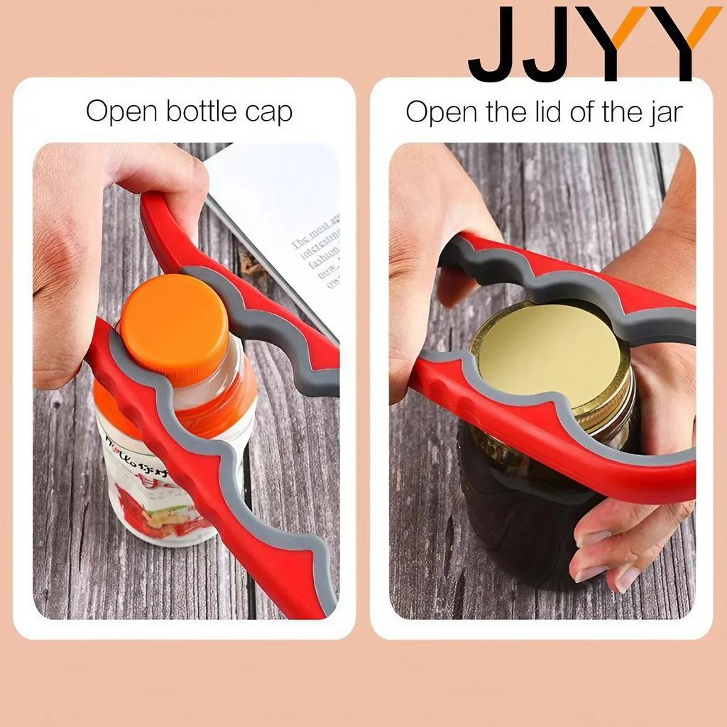 Multifunctional 4in1 Can Opener NonSlip Grip EasyUse Kitchen Tool Beer Bottle Jar Lid Opener