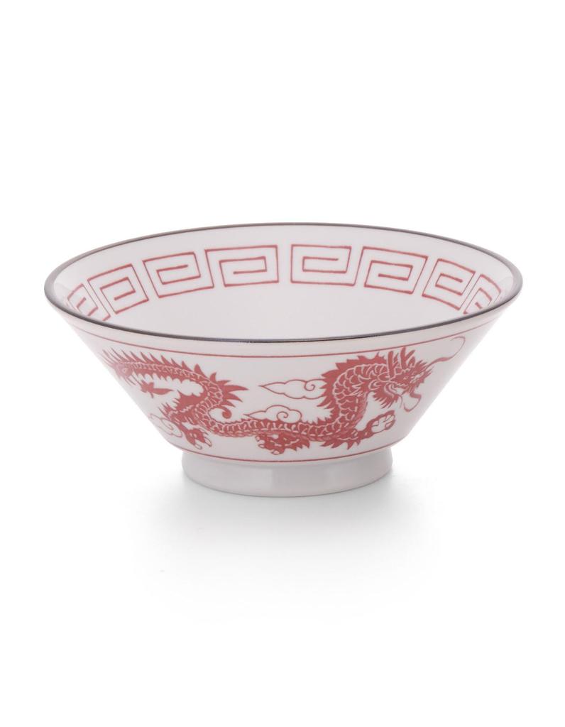 Marusankondo Ramen Bowl Retro Ramen Bowl Tableware Dragon Mino Ware Lightweight Retro Ramen Bowl (Red)
