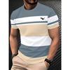 Men's Simple and Fashionable Contrasting Color T-shirt Summer Business Short Sleeved 3D Printed Top Casual Loose Daily Street Wear